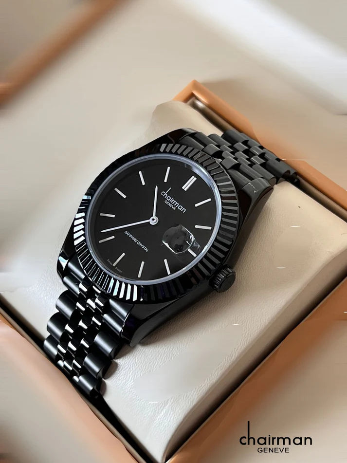 Chairman Geneve Index Dial Black Watch For Men's 40mm - Swiss Design