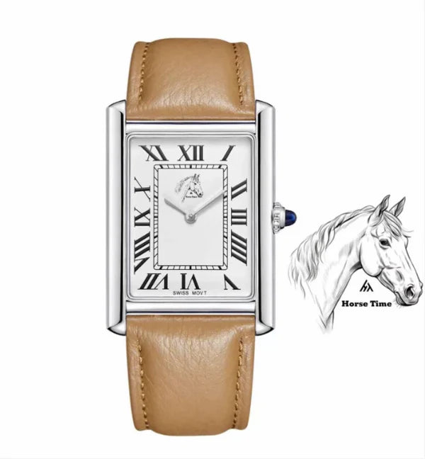 Horse Time Watch Roman White Dial For Mens - Swiss Made
