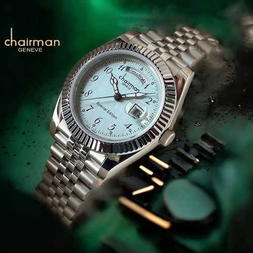 Chairman Geneve Arabic Dial Day & Date Watch For Mens 40mm - Swiss Design
