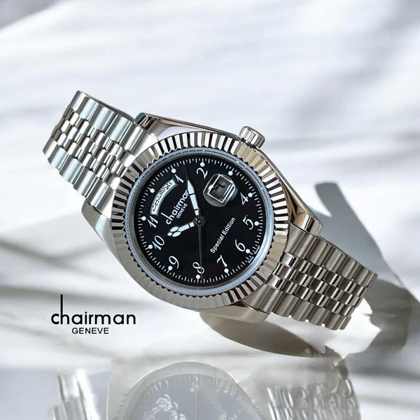 Chairman Geneve Arabic Dial Day & Date Watch For Mens 40mm - Swiss Design