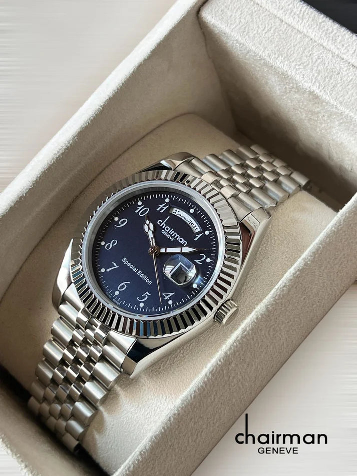 Chairman Geneve Arabic Dial Day & Date Watch For Mens 40mm - Swiss Design