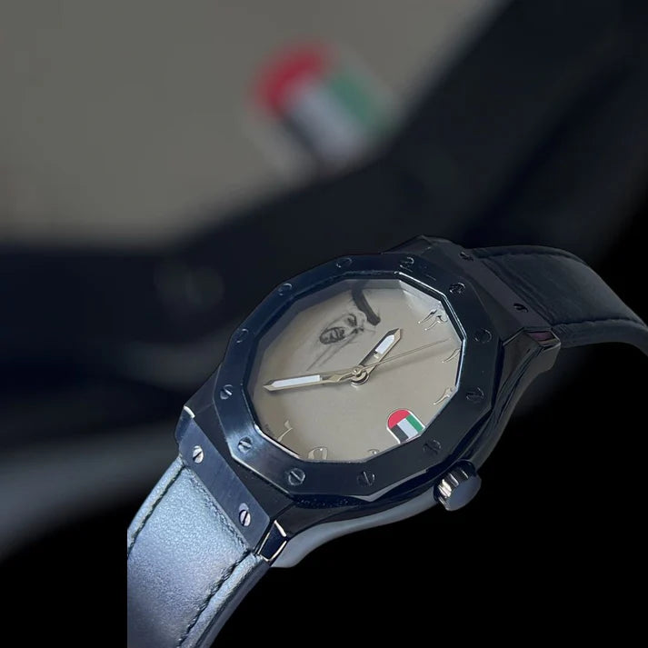 Zayed Watch With Sheikh Muhammad Bin Zayed & UAE Flag For Mens