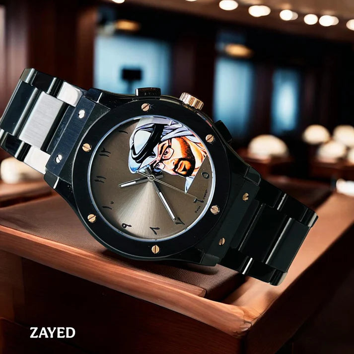 Zayed Sheikh Stainless Steel Arabic Dial Watch For Mens