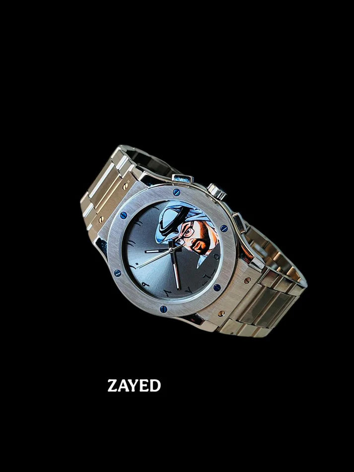 Zayed Sheikh Stainless Steel Arabic Dial Watch For Mens